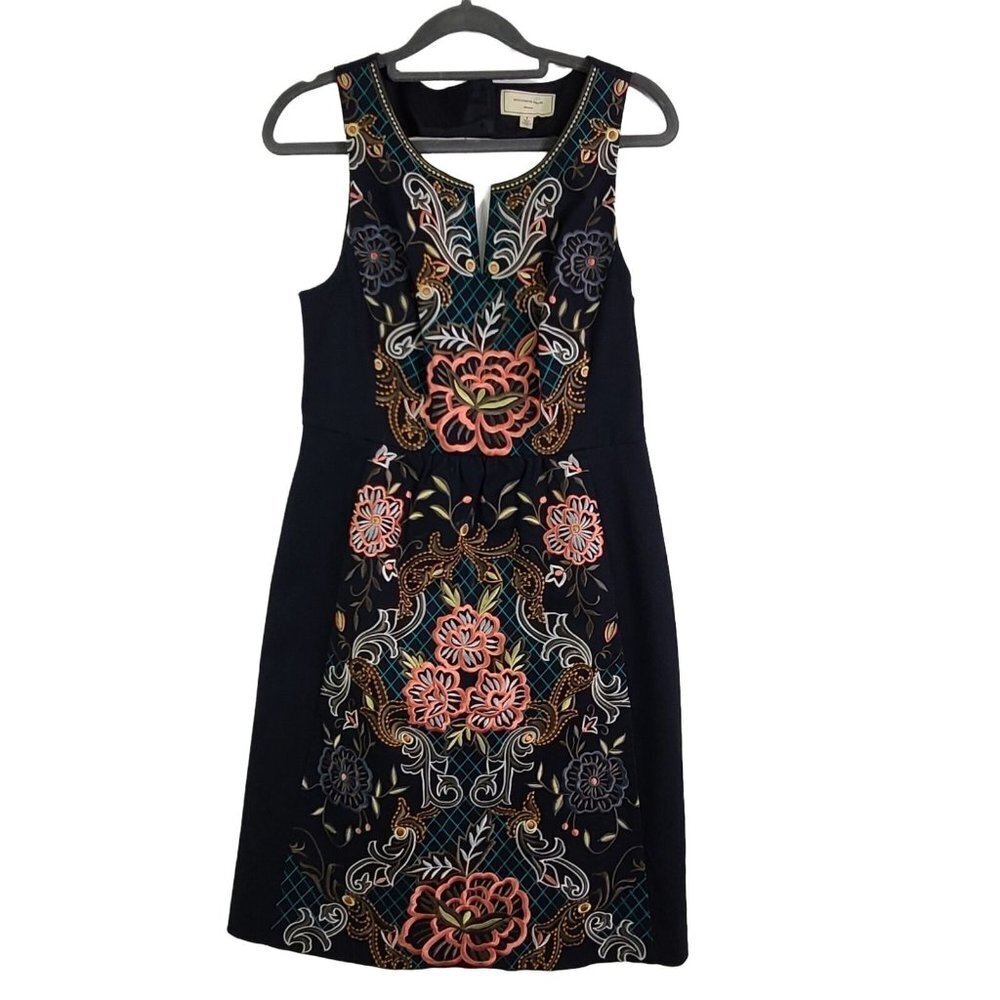Moulinette Soeurs Embroidered Perennial Dress Navy Multi Color Size 4